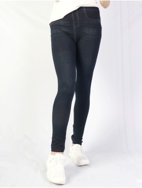 High Waist Denim Style Stretchy Leggings  (Non-Fleeced)